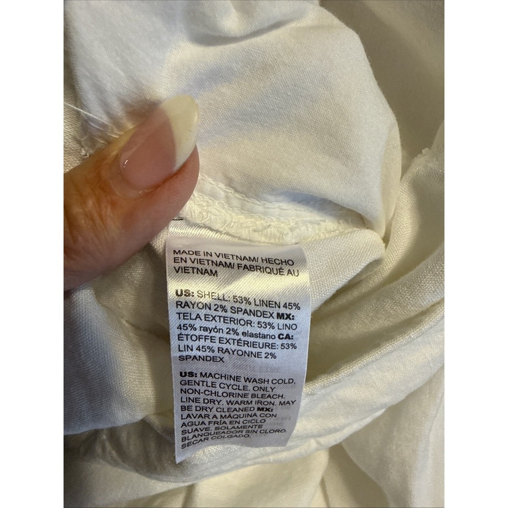 Chico's Women's Pants Size 1.5R  White Linen Blend Wide Leg Pull On Pockets - Picture 9 of 9